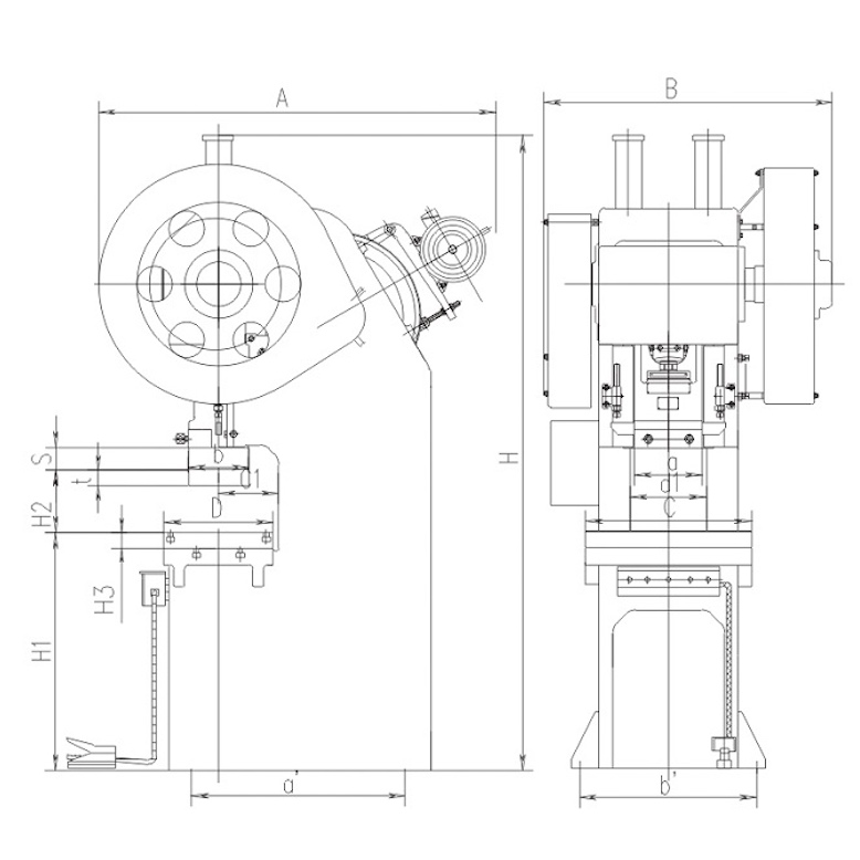 J21 Fixed Bed Press Dimensions